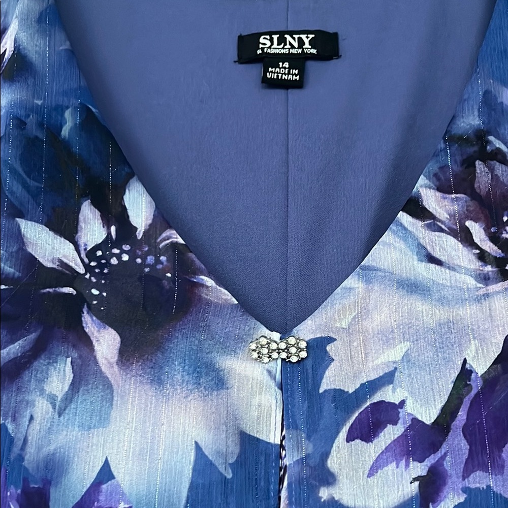 Blue Floral Ruffle Dress - Picture 2 of 3